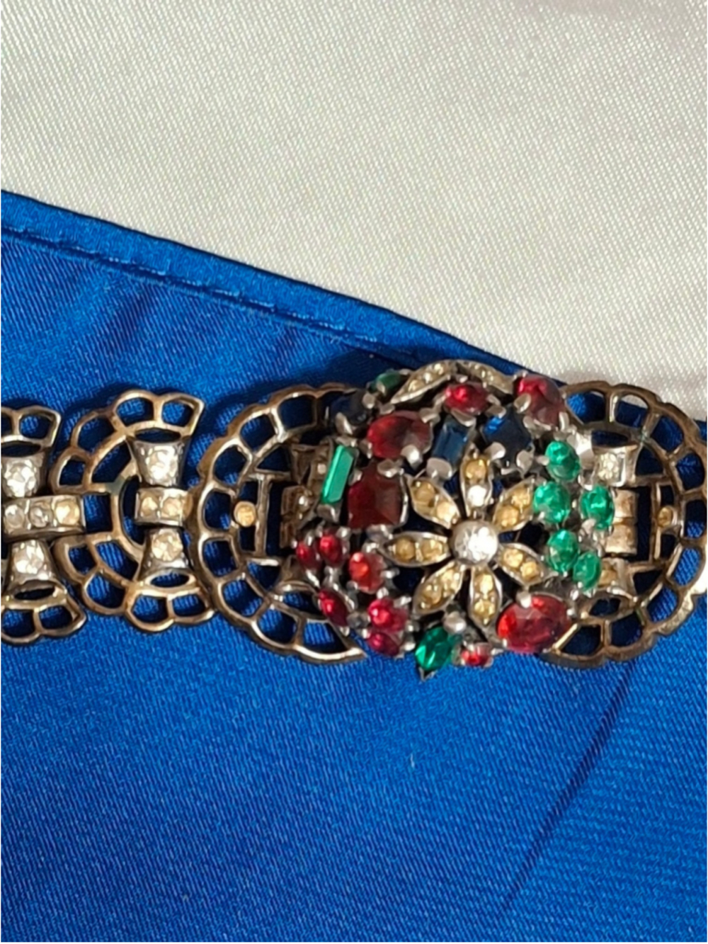 Trifari Vintage "Tutti Frutti" Sterling Silver Filigree Dome Bracelet